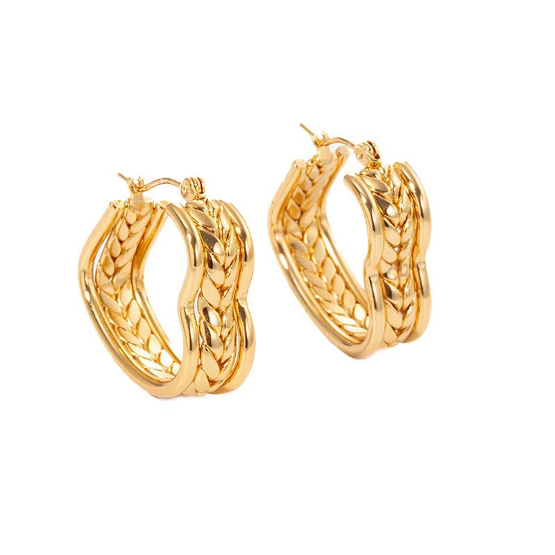 Braided Amor Heart Hoops