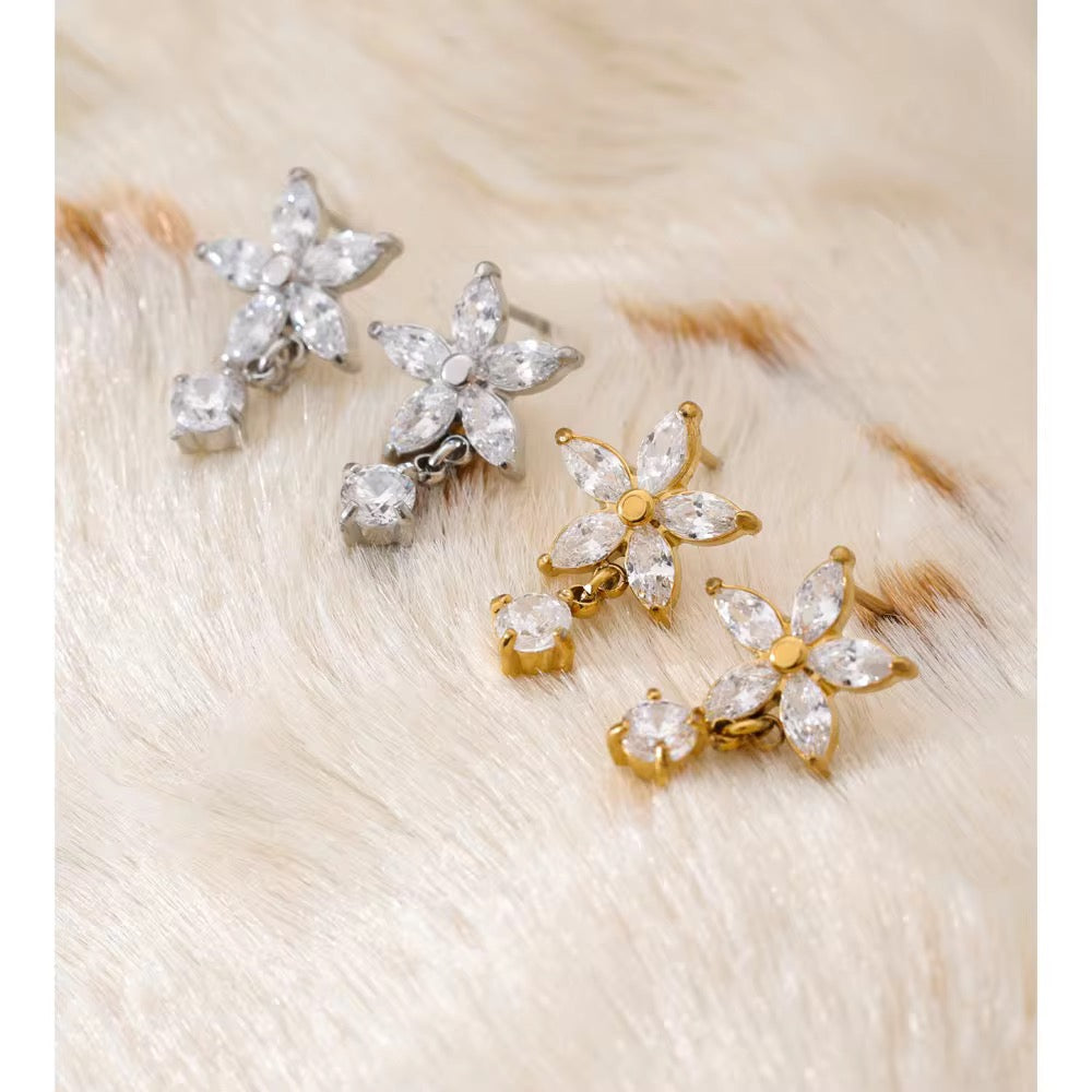Celestia Bloom CZ Drop Earrings