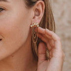 Crystal Crown Multi-Drape Chain Earrings