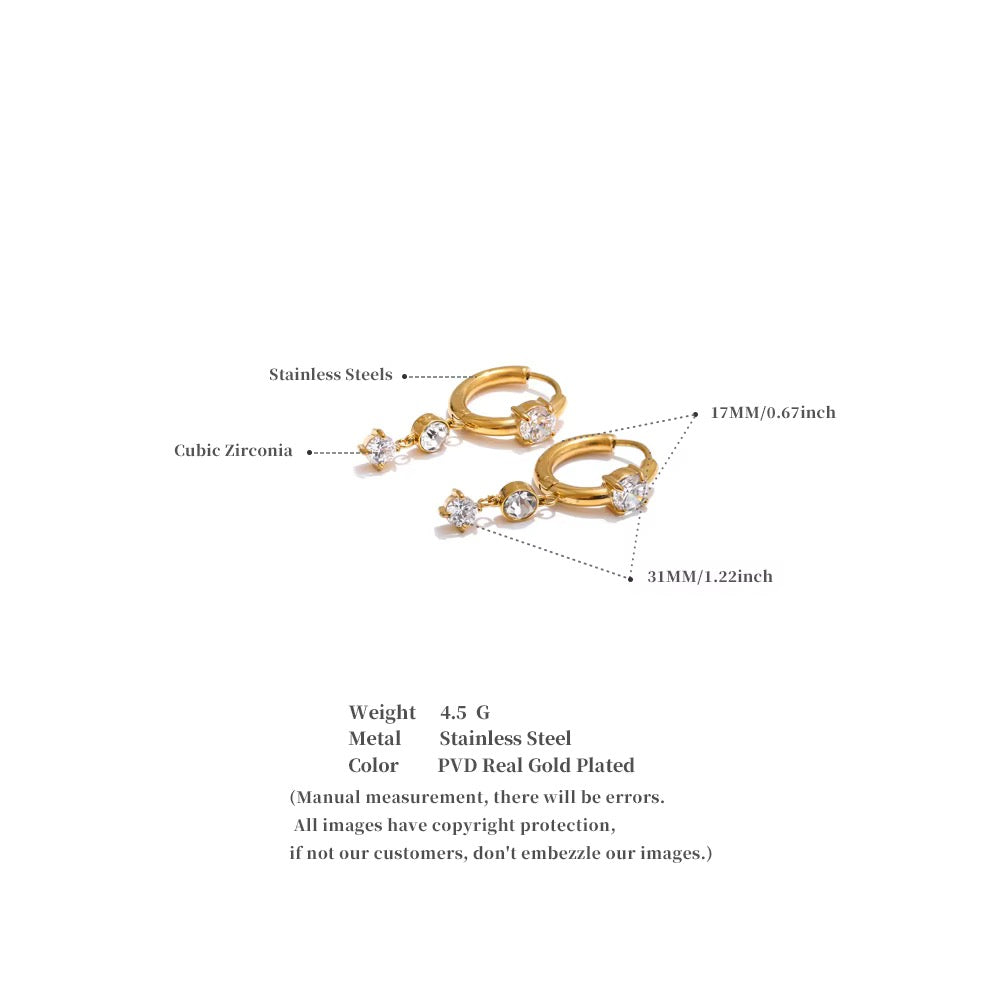 Aura Triple-Stone Dangle Hoops