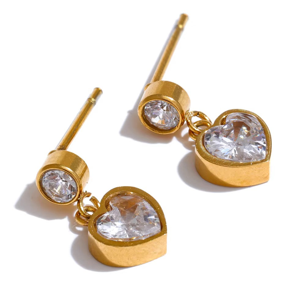 Tiny Heart Zircon Studs