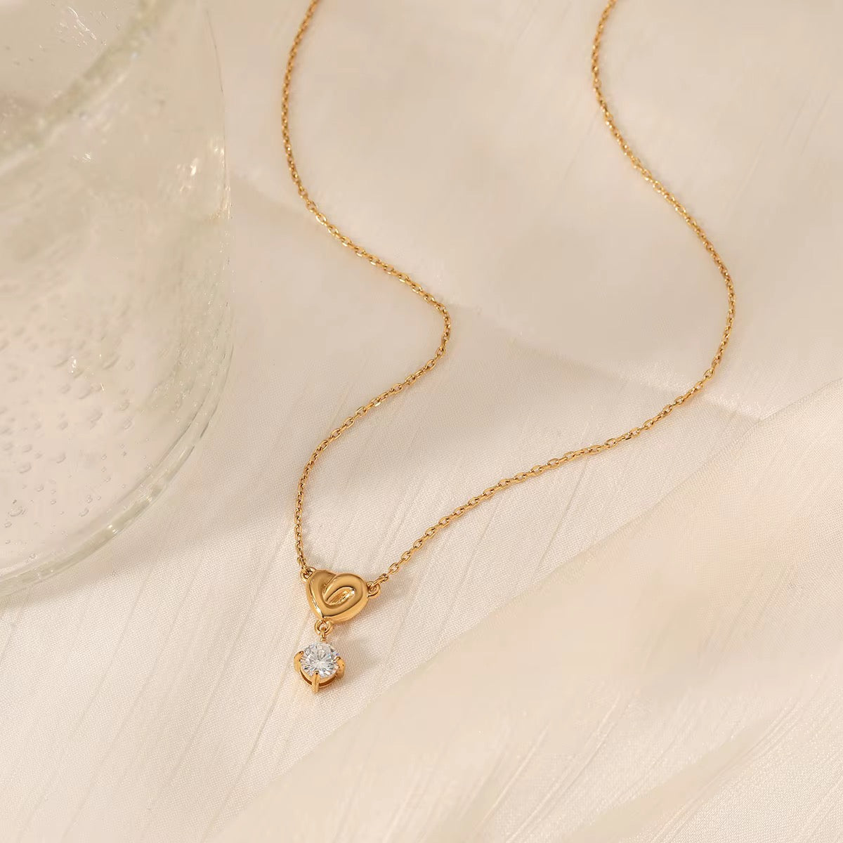 Amora Heart Solitaire Pendant Necklace