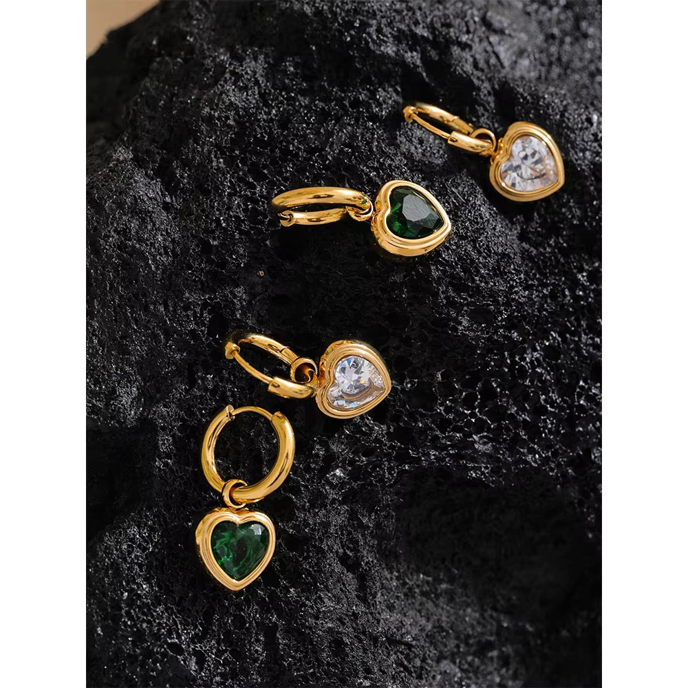 Amour Heart Crystal Hoops
