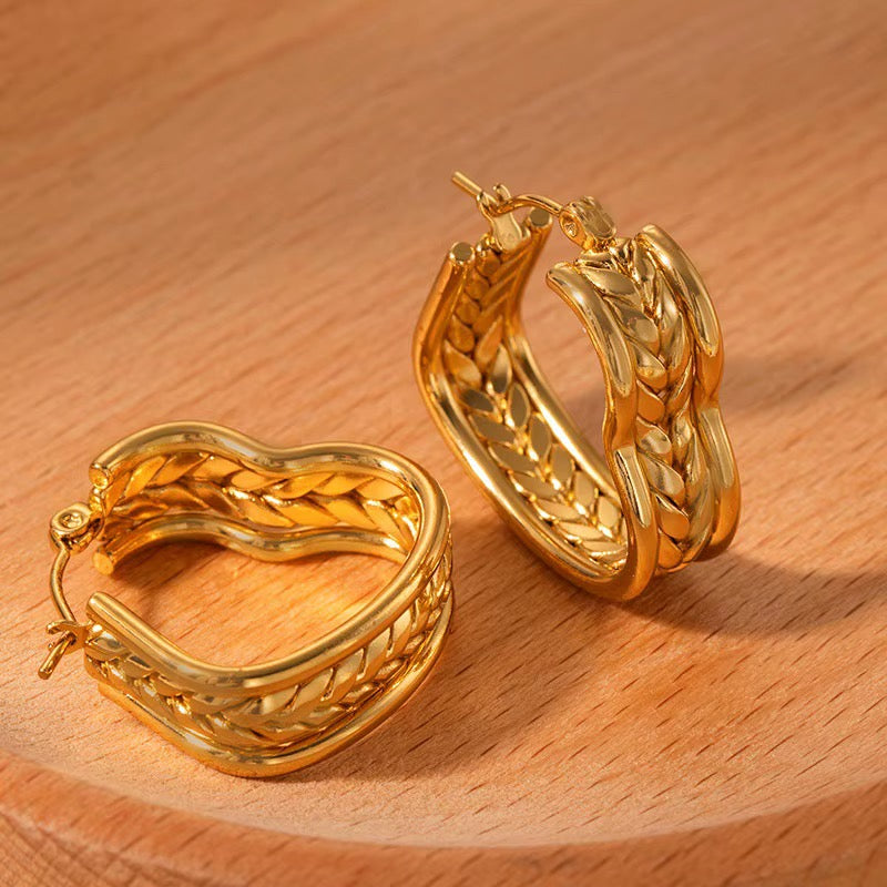 Braided Amor Heart Hoops
