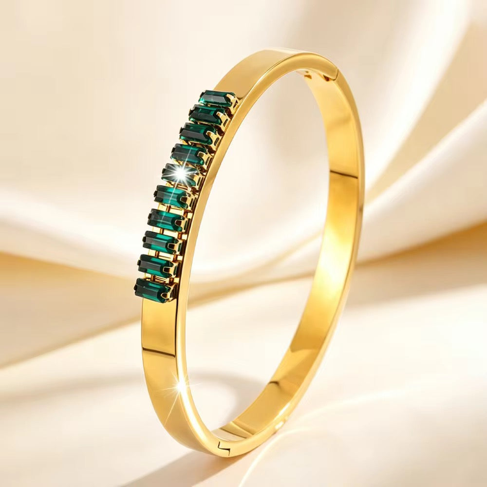 The Emerald Baguette Bangle