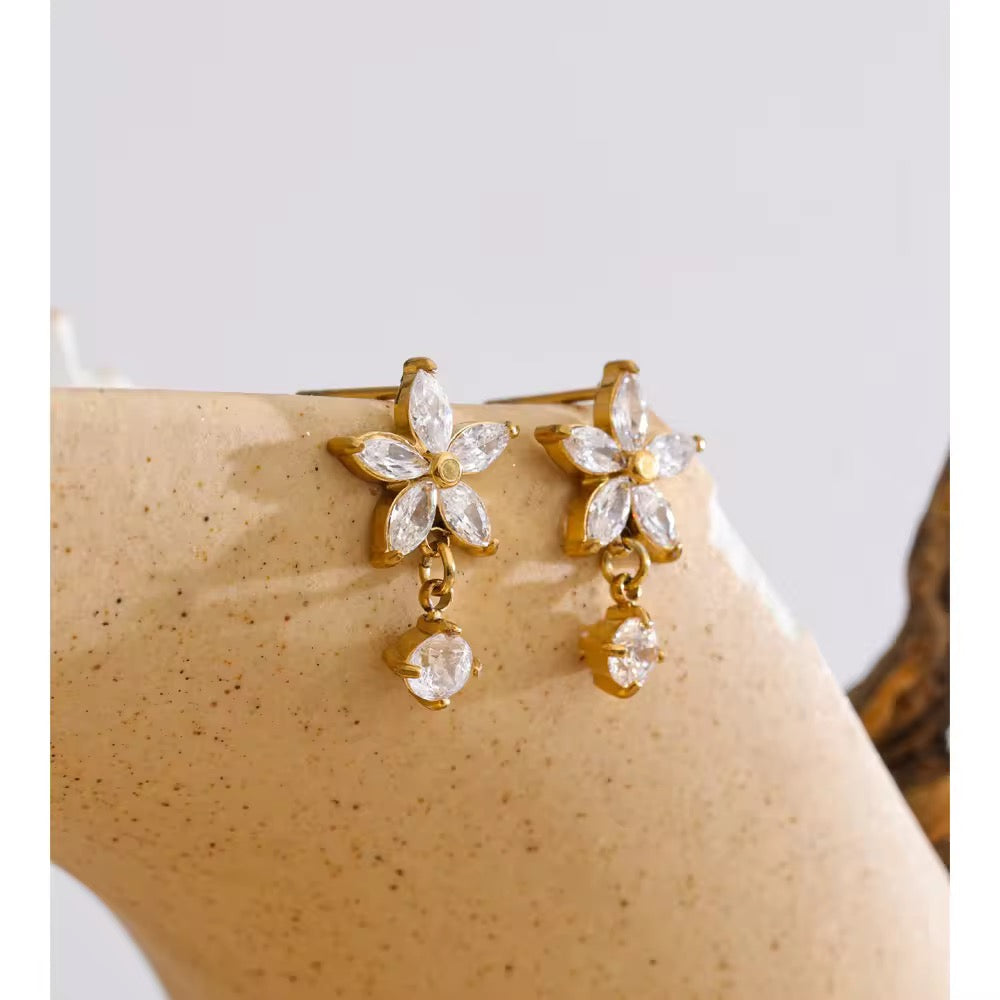 Celestia Bloom CZ Drop Earrings