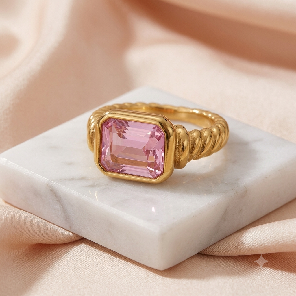 Blush Emerald-Cut Statement Ring