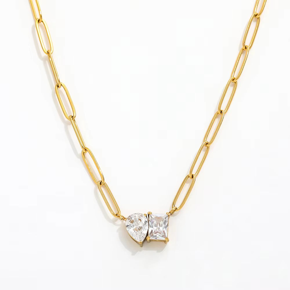 Twin Radiance Paperclip Necklace