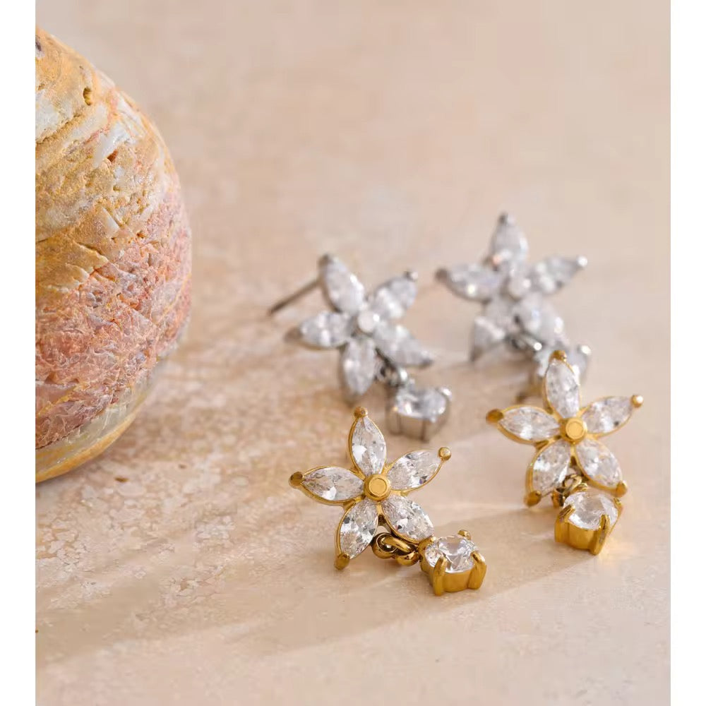 Celestia Bloom CZ Drop Earrings