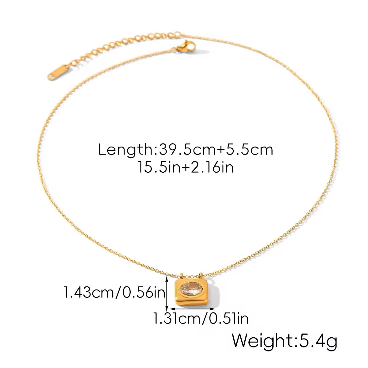 Modern Éclat Square Solitaire Necklace