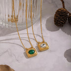 Modern Éclat Square Solitaire Necklace