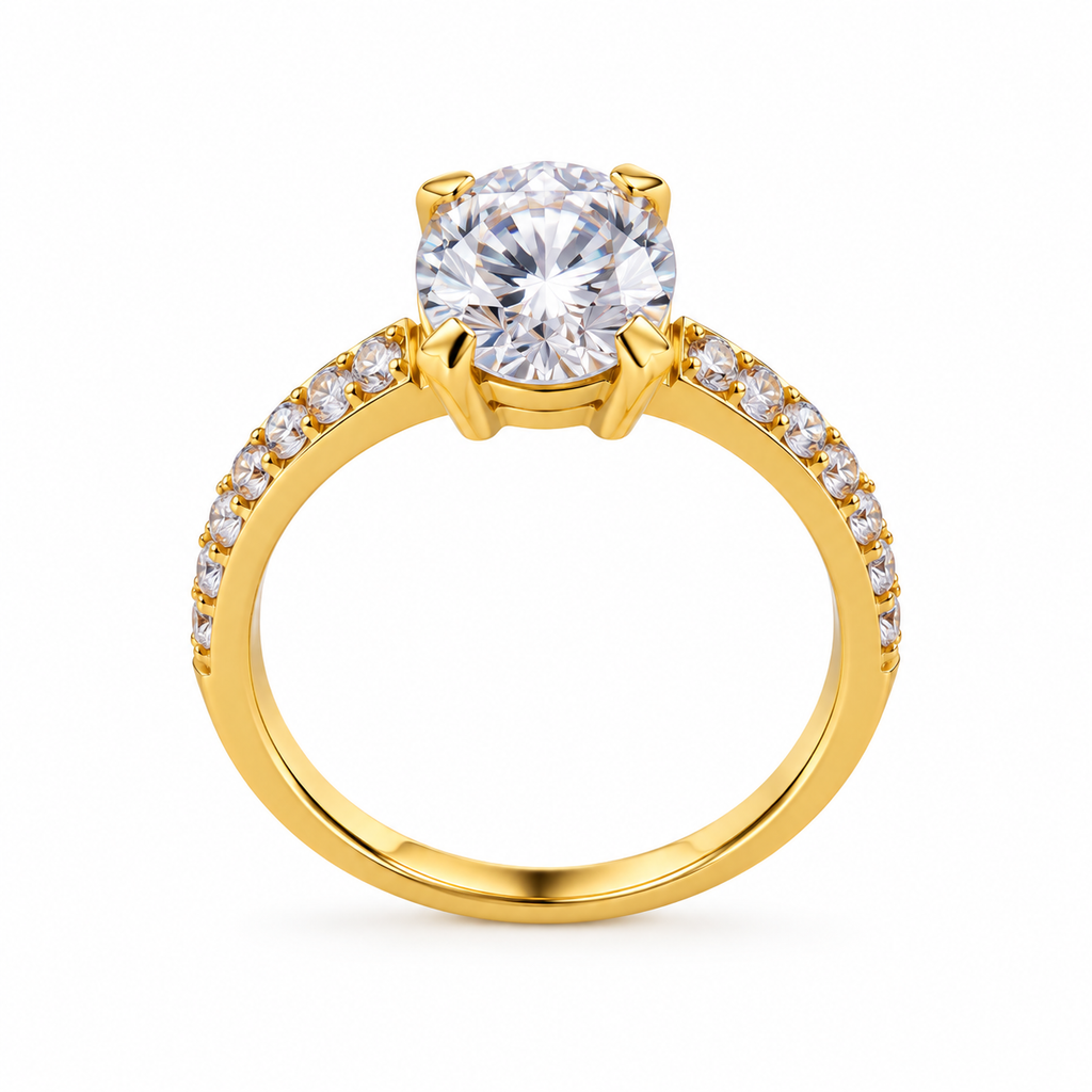 Classic Round Solitaire Pavé Ring