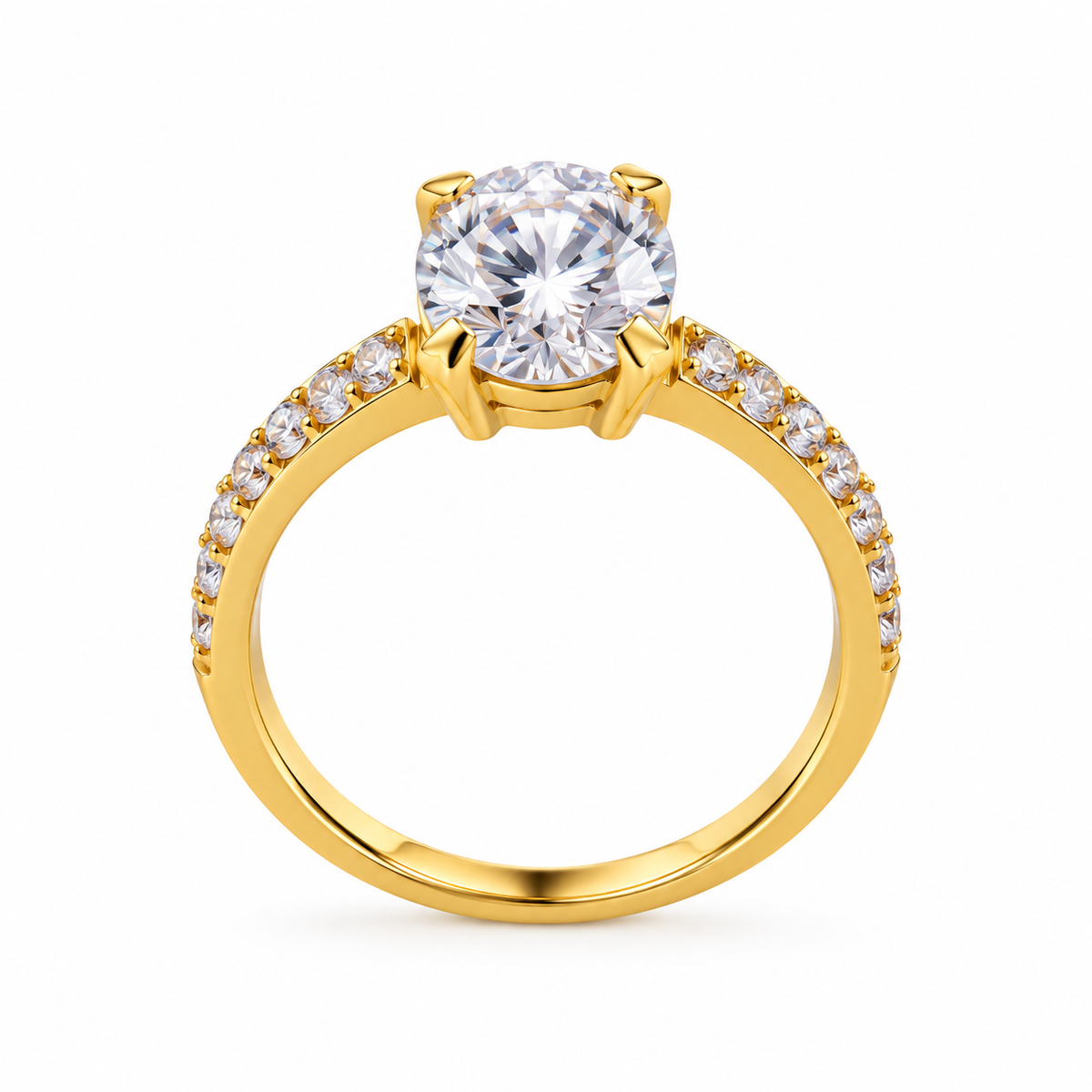 Classic Round Solitaire Pavé Ring