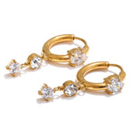 Aura Triple-Stone Dangle Hoops