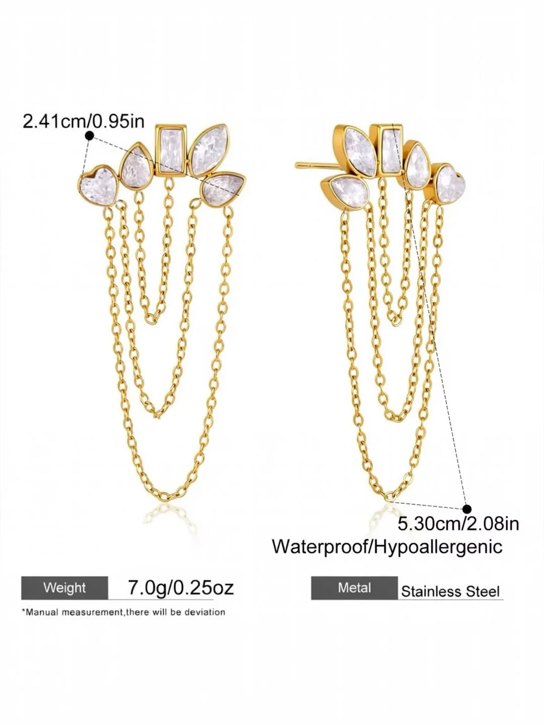 Crystal Crown Multi-Drape Chain Earrings