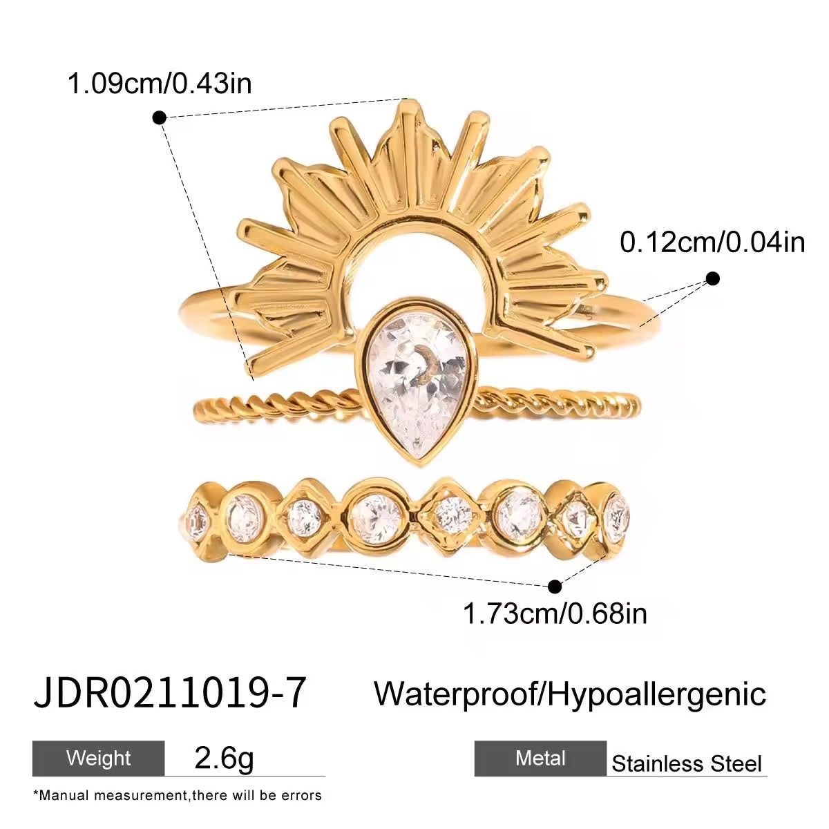 Celestial Sunburst Pear Stacked Ring