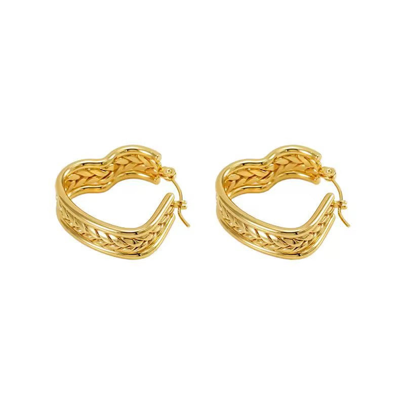 Braided Amor Heart Hoops