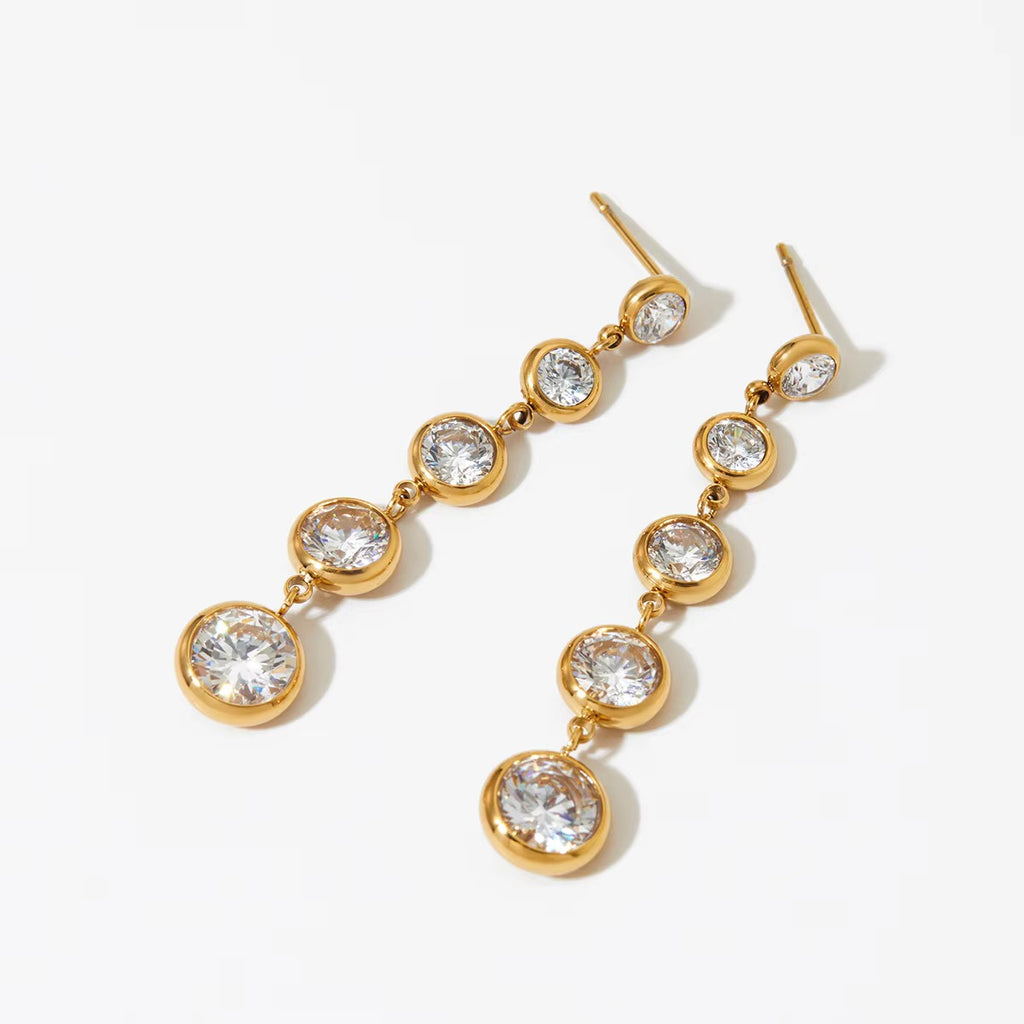 Bezel Solitaire Graduating Dangle Earrings