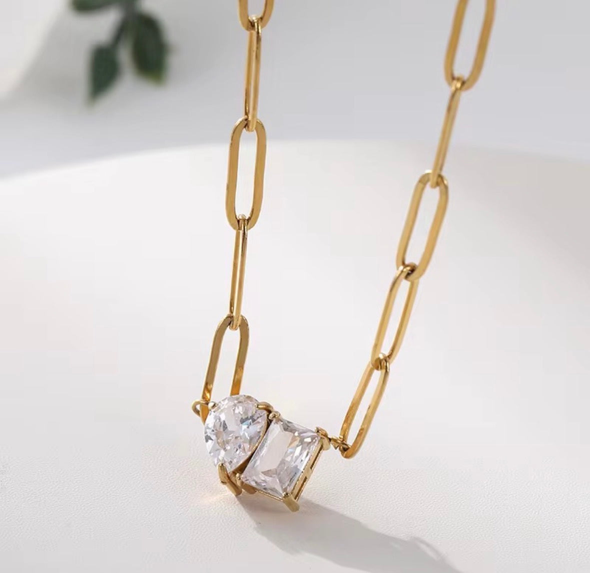 Twin Radiance Paperclip Necklace