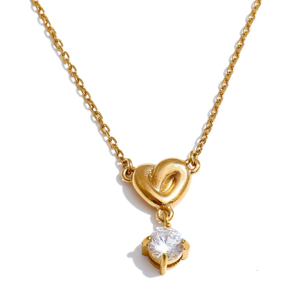 Amora Heart Solitaire Pendant Necklace