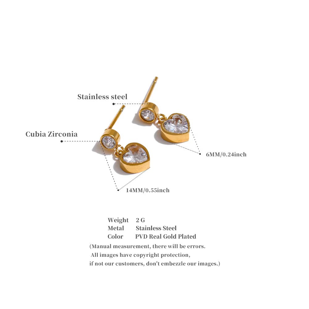 Tiny Heart Zircon Studs