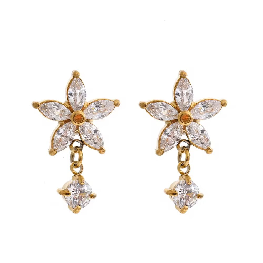 Celestia Bloom CZ Drop Earrings