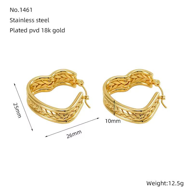 Braided Amor Heart Hoops