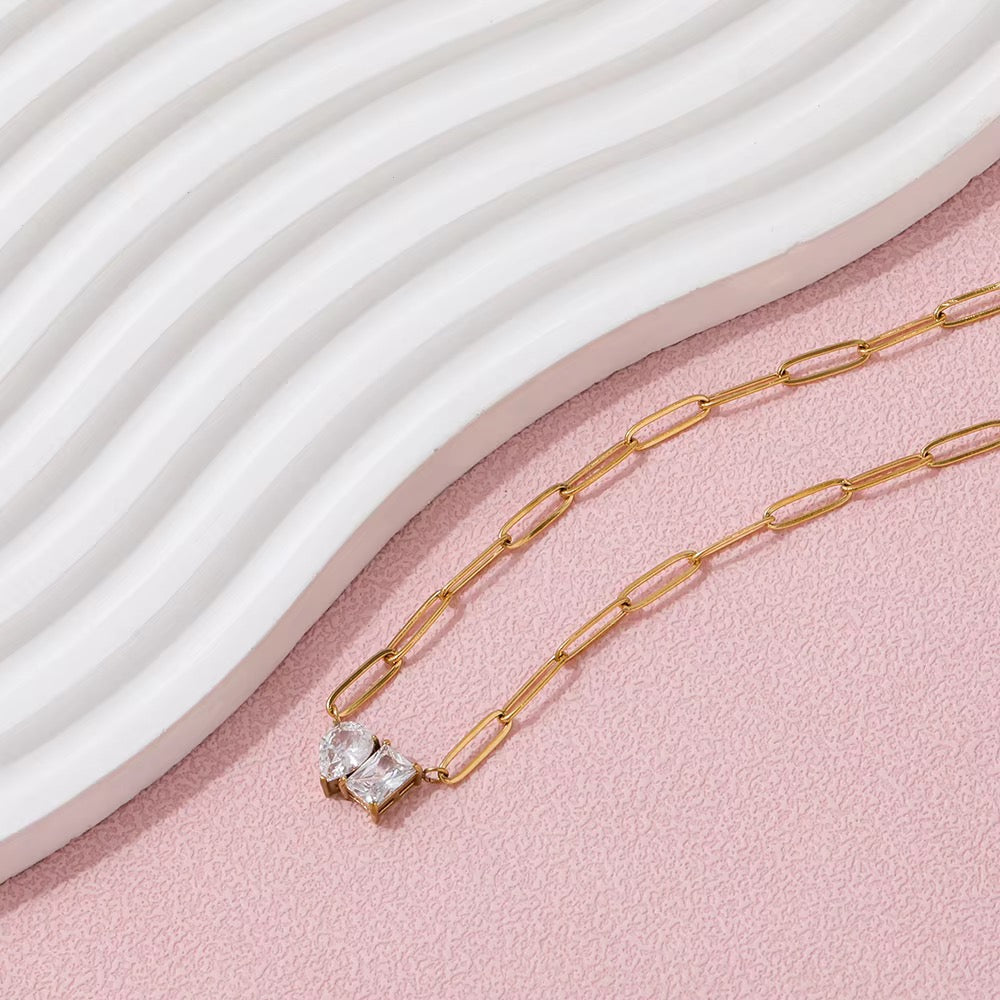Twin Radiance Paperclip Necklace