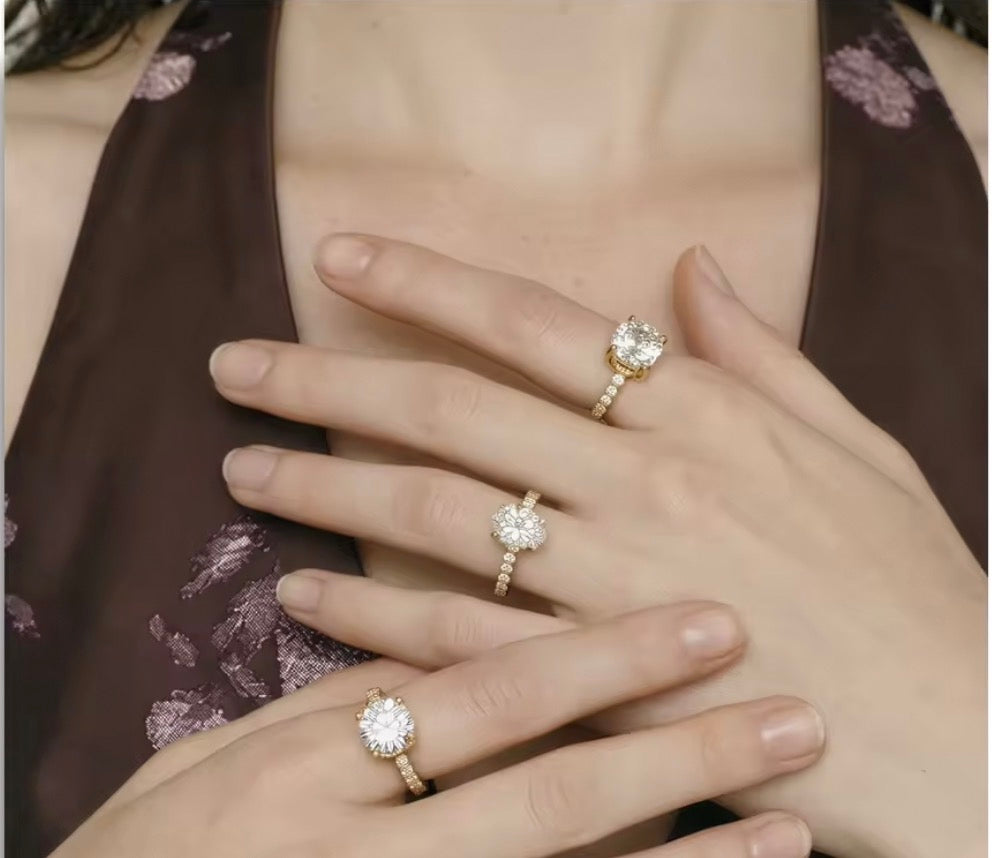 Classic Round Solitaire Pavé Ring