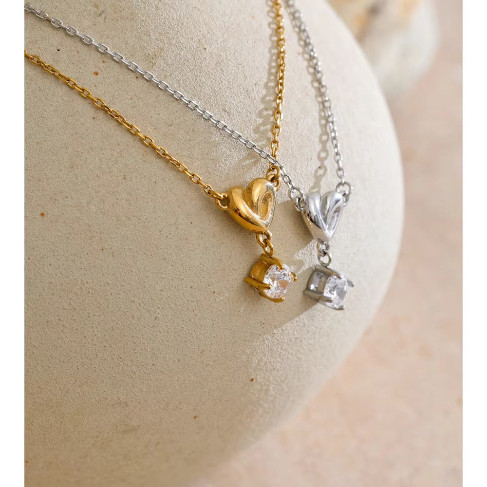 Amora Heart Solitaire Pendant Necklace