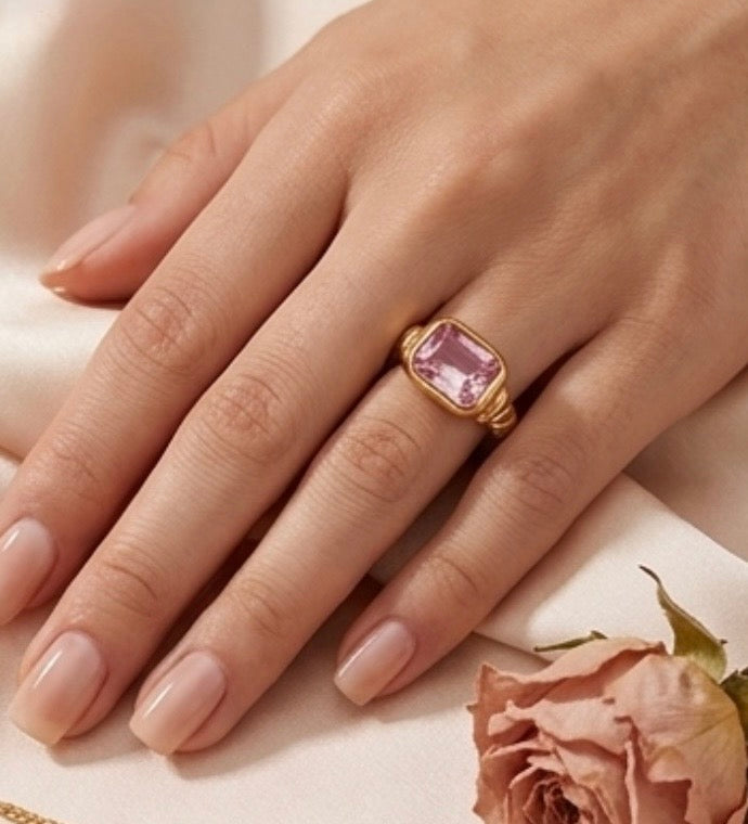 Blush Emerald-Cut Statement Ring