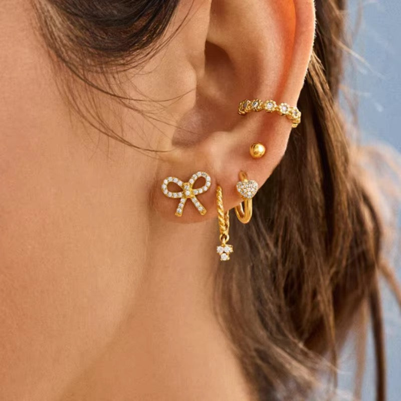 Sparkling Ribbon Bow Studs