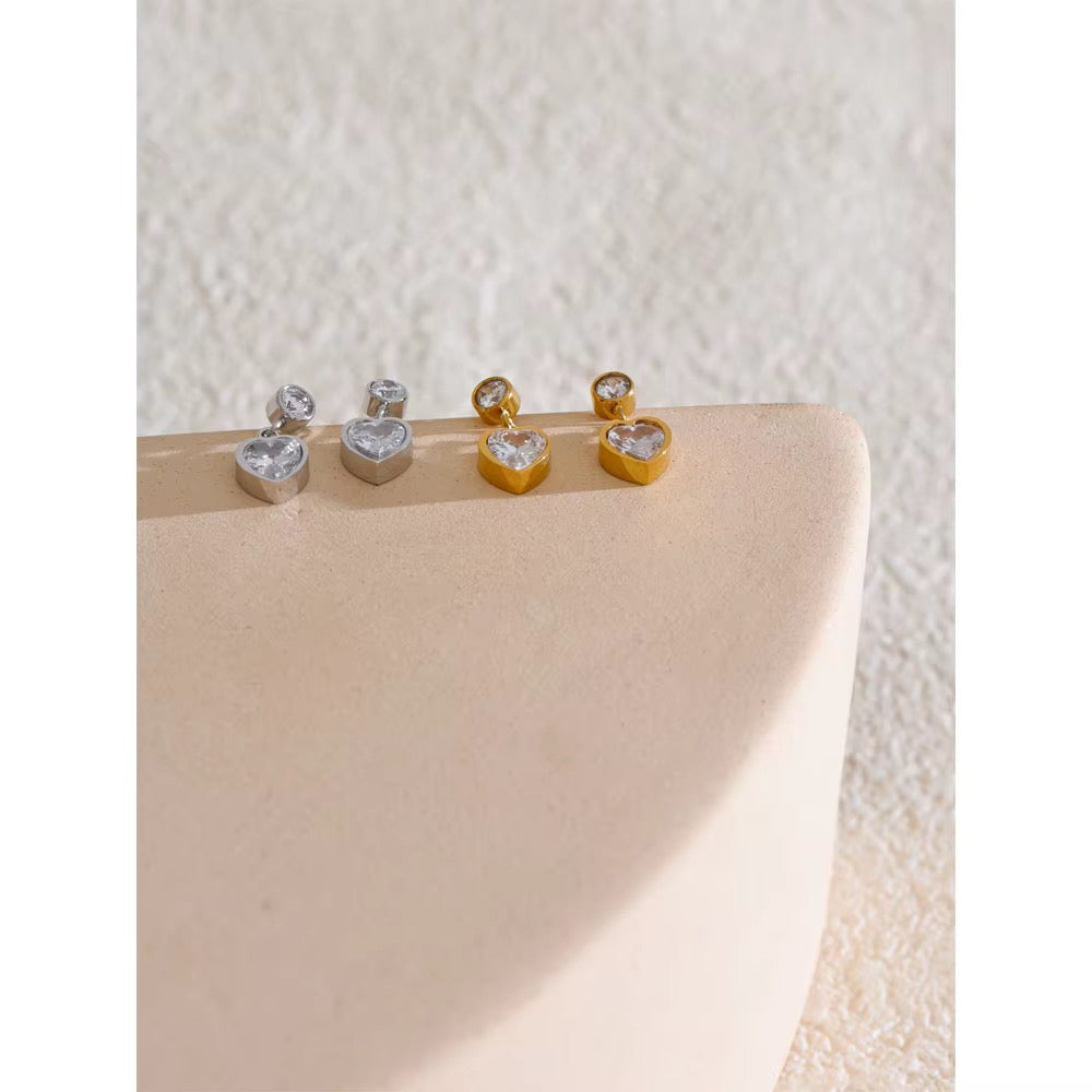 Tiny Heart Zircon Studs