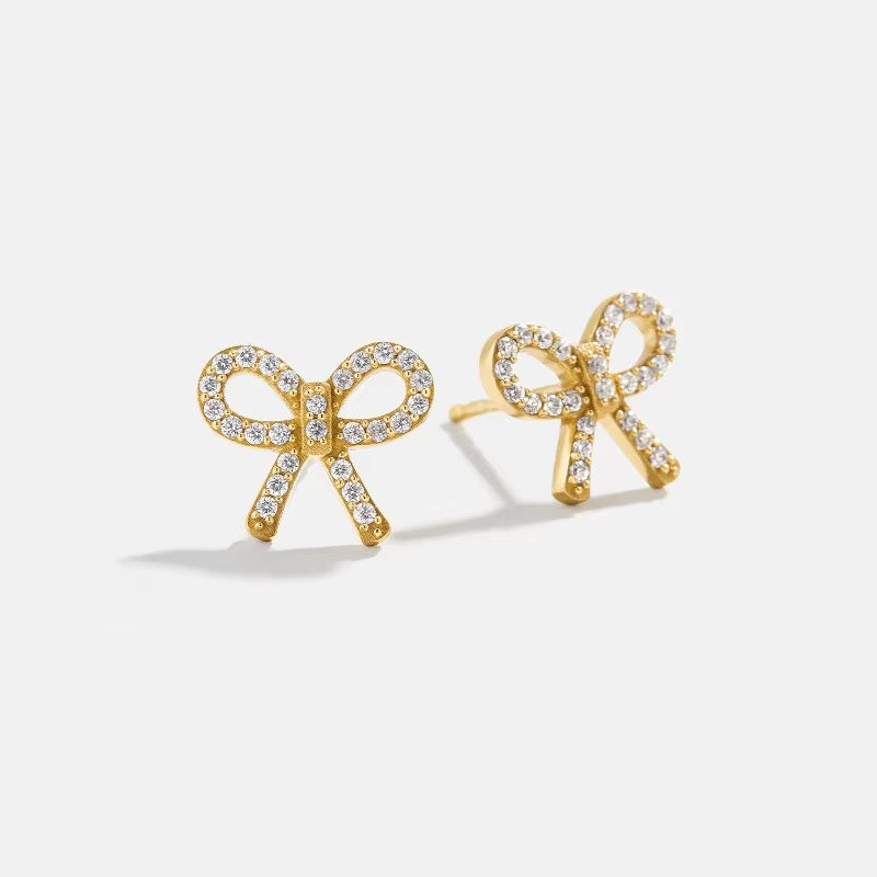 Sparkling Ribbon Bow Studs