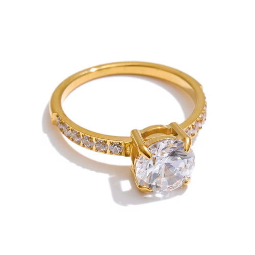 Classic Round Solitaire Pavé Ring